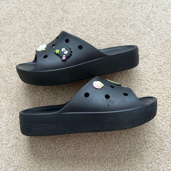 Crocs Classic Platform Slide Sandal Womens Size 9 Gently Used EUC Black - Picture 2 of 12